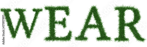 Wear - 3D rendering fresh Grass letters isolated on whhite background.