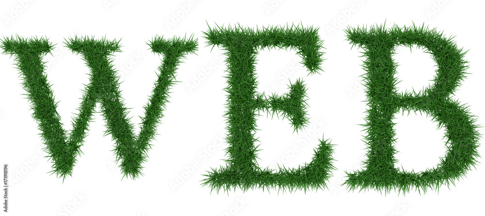 Web - 3D rendering fresh Grass letters isolated on whhite background. Web - 3D rendering fresh Grass letters isolated on whhite background.