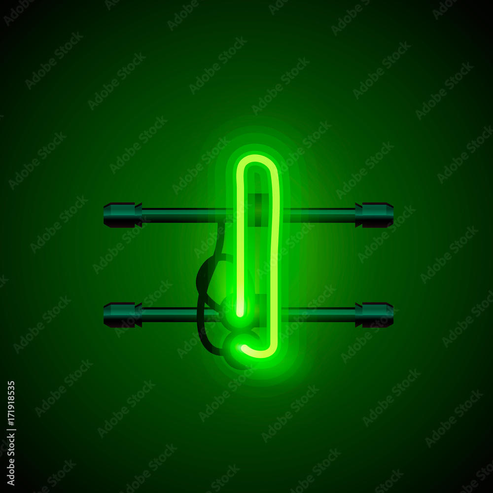 Neon font letter i, art design singboard. Vector illustration Neon font letter i, art design singboard. Vector illustration