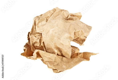 Crumpled paper on a white background