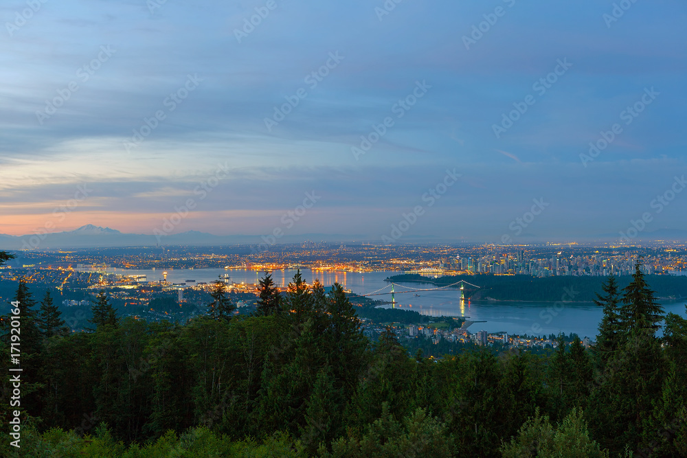 Vancouver BC Canada Cityscape Aerial View at Dawn