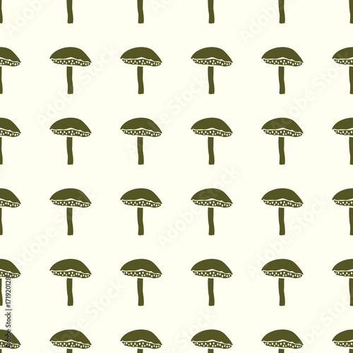Mushrooms vector illustration on a seamless pattern background