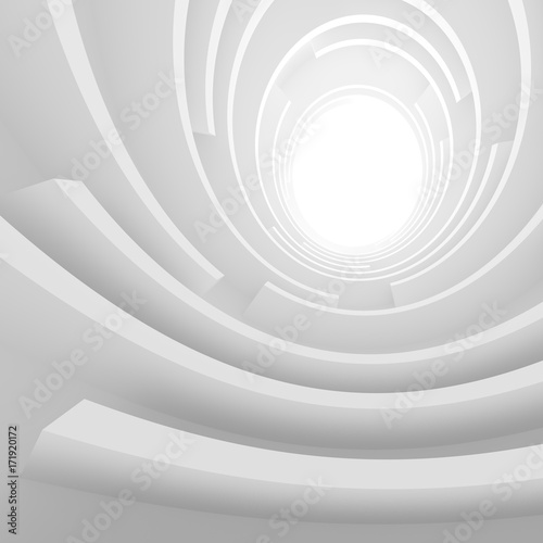 Abstract Circular Building Construction. White Architecture Background