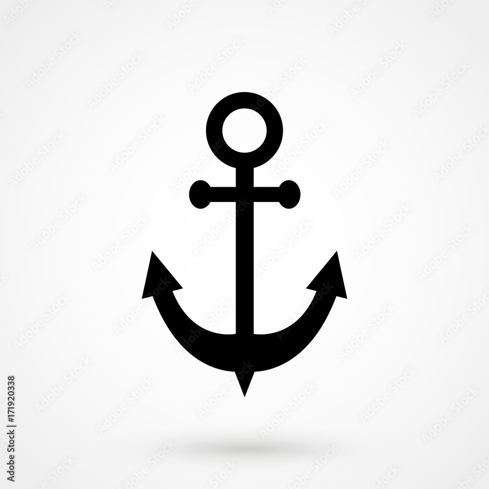 Anchor icon flat. Black pictogram on white background. Vector illustration symbol Anchor icon flat. Black pictogram on white background. Vector illustration symbol