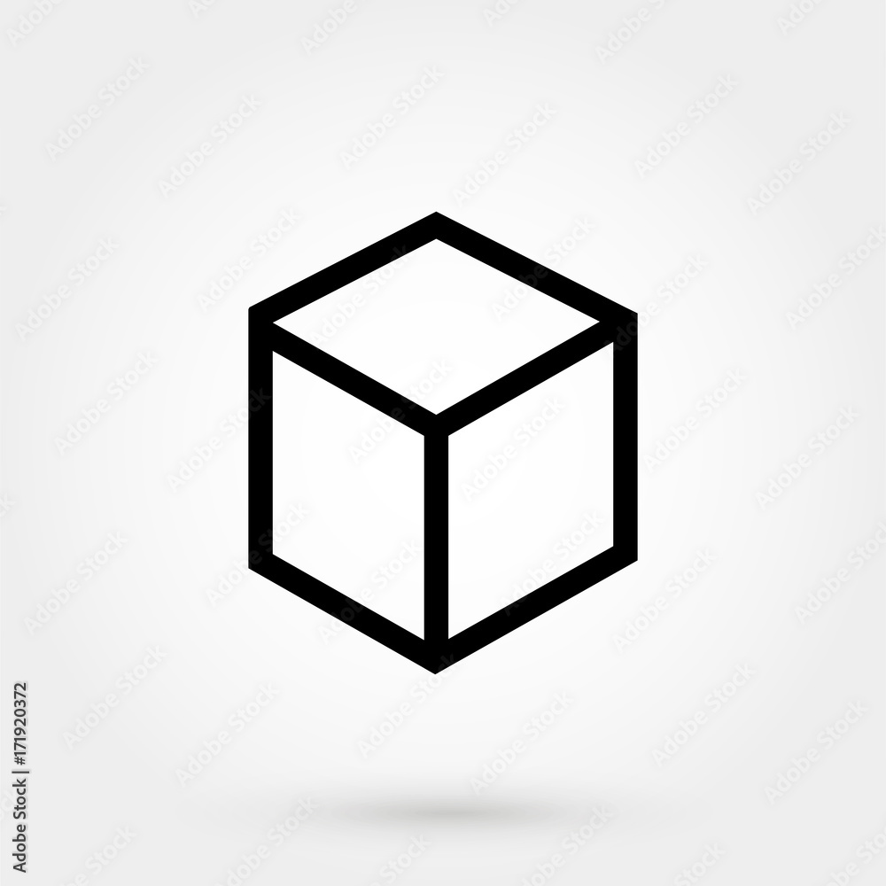 Silhouette flat icon, vector design. Black 3d cube on white background. Illustration of box, geometric figure and dice Silhouette flat icon, vector design. Black 3d cube on white background. Illustration of box, geometric figure and dice