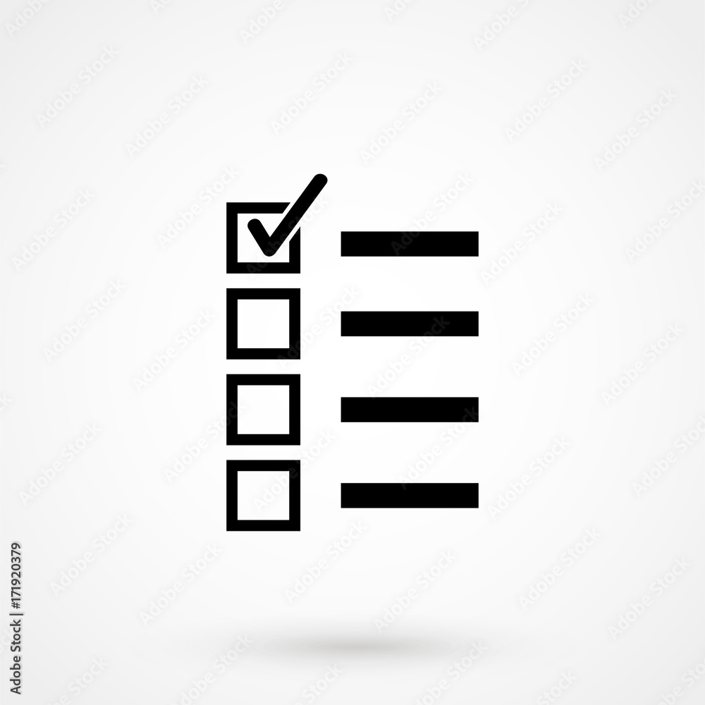 Checklist Icon Vector. Flat simple Black pictogram on white background