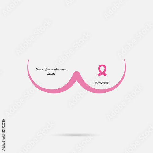 Breast Cancer October Awareness Month Campaign Background.Women health vector design.Breast cancer awareness logo design.Breast cancer awareness month icon.Realistic pink ribbon.Pink care logo.