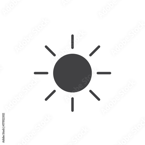 Sun icon vector, filled flat sign, solid pictogram isolated on white. Symbol, logo illustration.