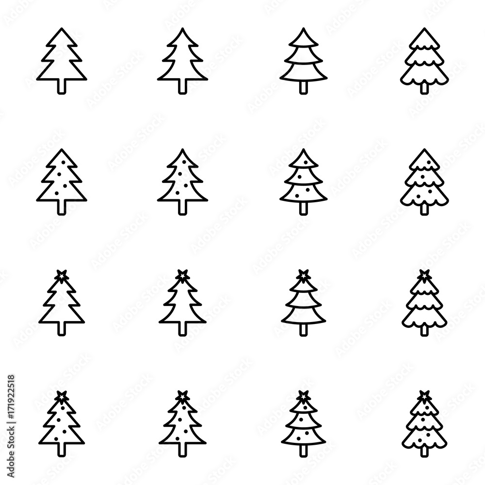 Christmas tree icon collection - vector illustration