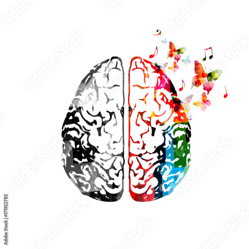  Colorful human brain isolated vector illustration