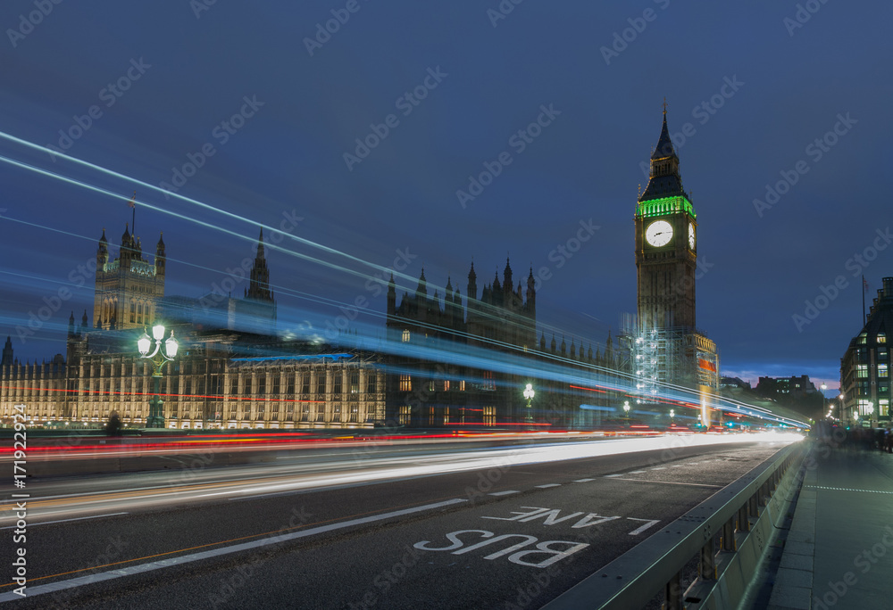 Westminster bridge, Big Ben at night