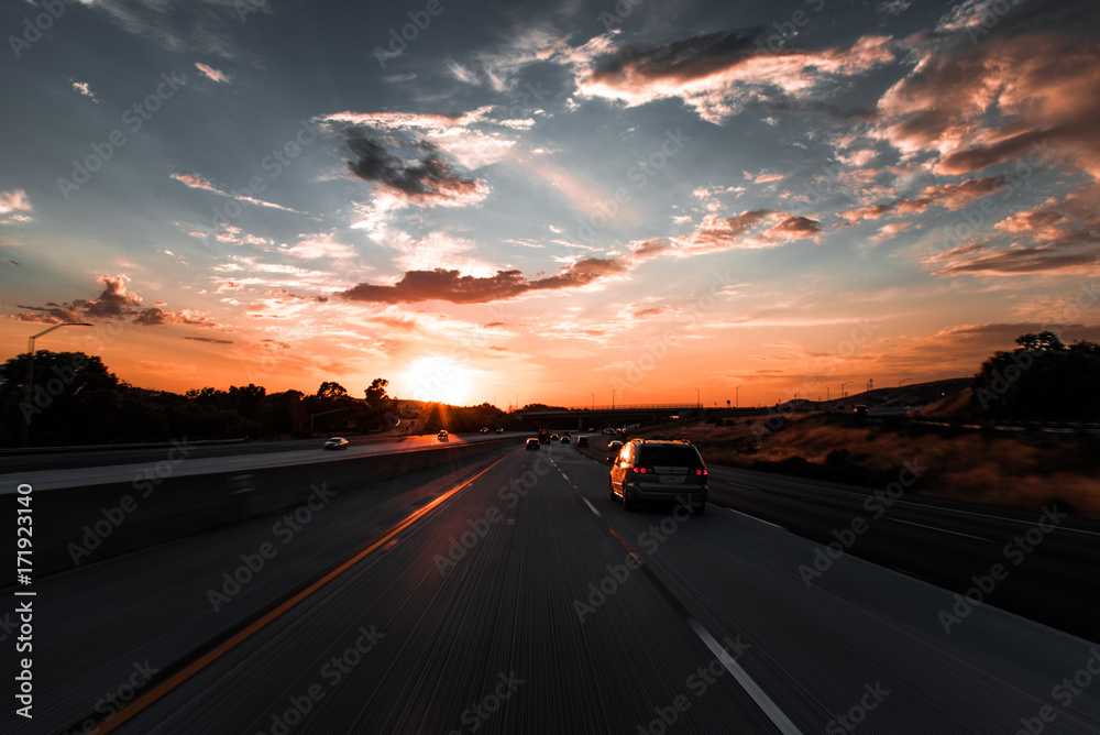 Highway sunset