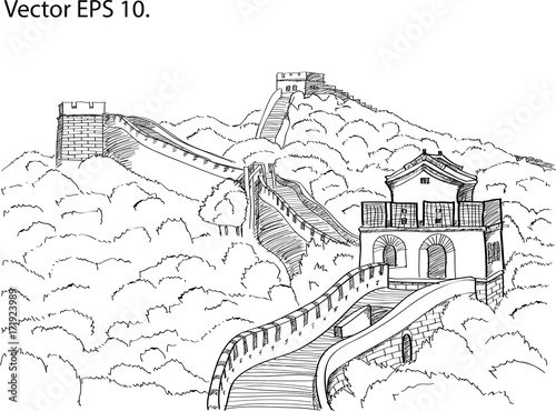 The great wall of China, Vector Illustration EPS 10.
