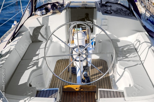 Steering wheel of a yacht