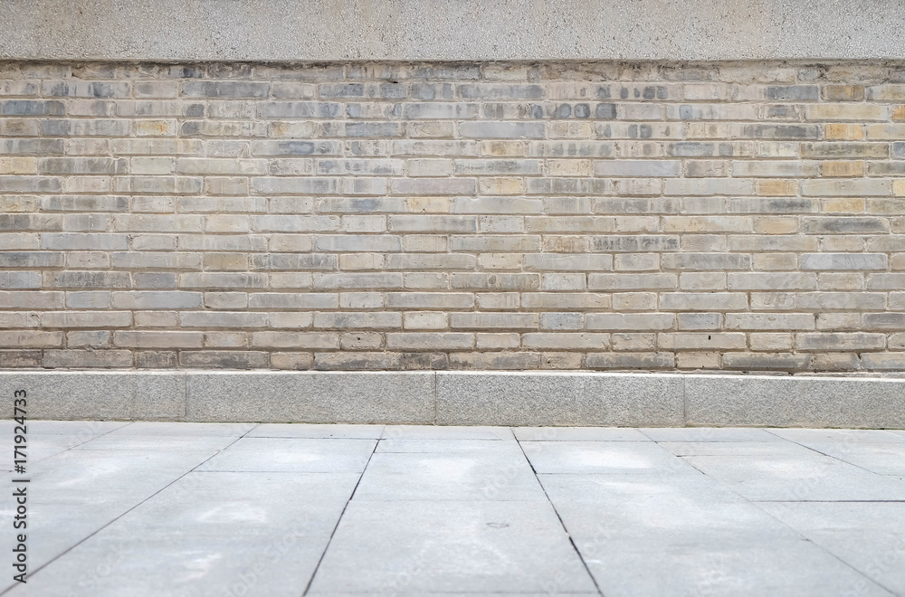 Fototapeta premium urban street with warehouse brick wal