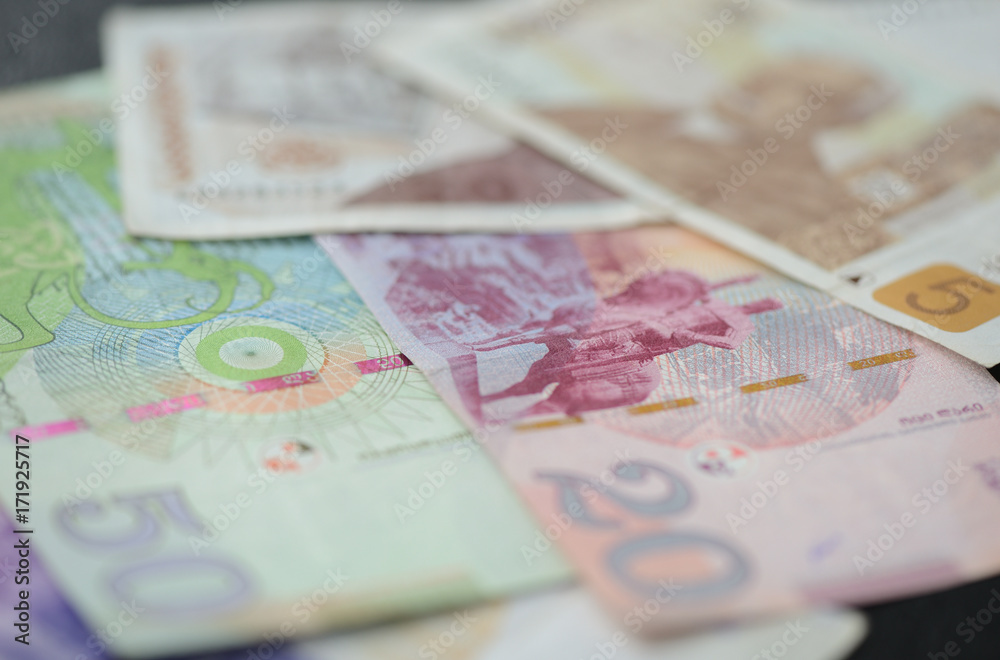 Background of Georgian Lari banknotes close up