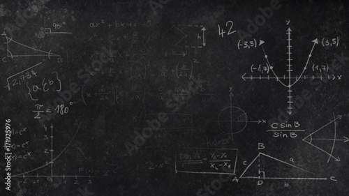 Black Chalkboard Texture with faded mathematical scribbles 