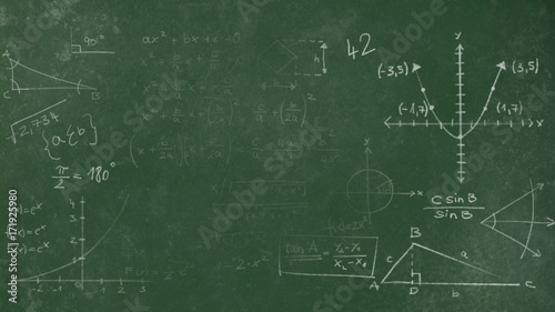 Green Chalkboard Texture with faded mathematical scribbles 