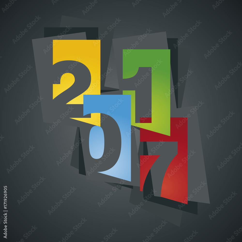 New Year 2017 color abstract sheet black background New Year 2017 color abstract sheet black background