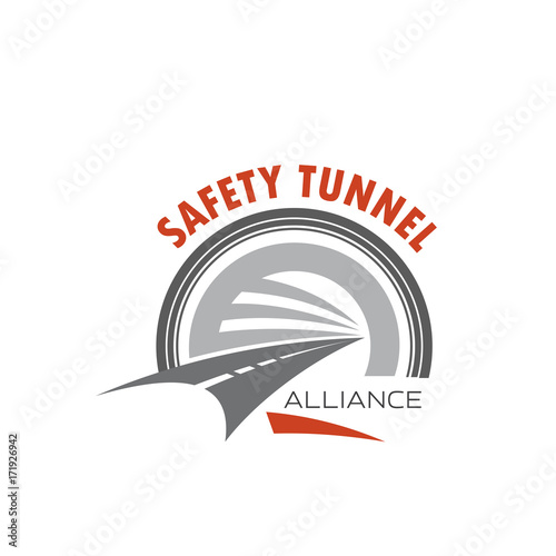 Road tunnel icon for safety traffic emblem design