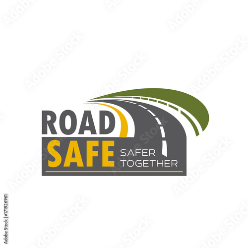 Road safety icon design with highway turn