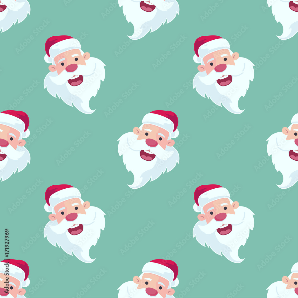 Cartoon Santa Claus Head Christmas Seamless Pattern 2