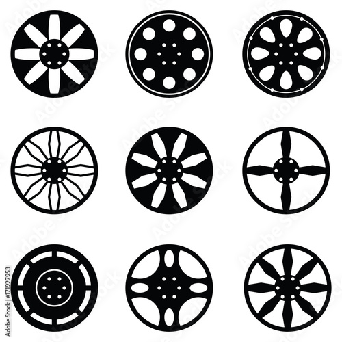 car wheel icon set