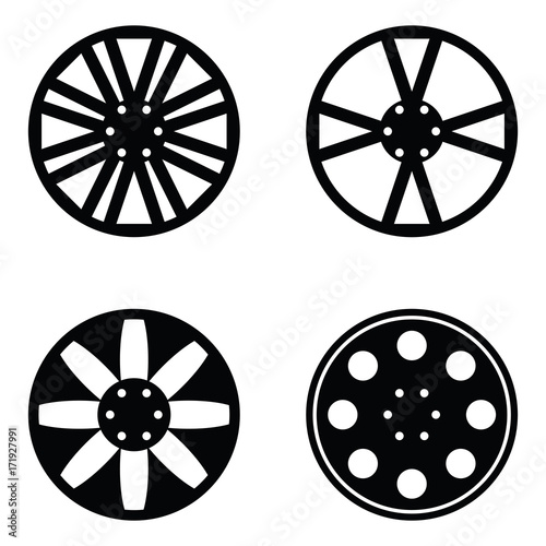 car wheel icon set