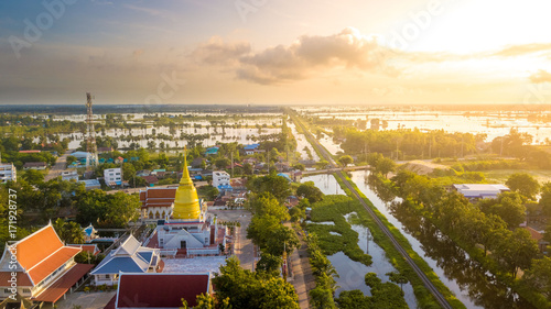 Aerial View Wat Chaiyamongkol Bang Mul Nak Province Phichit Thailand