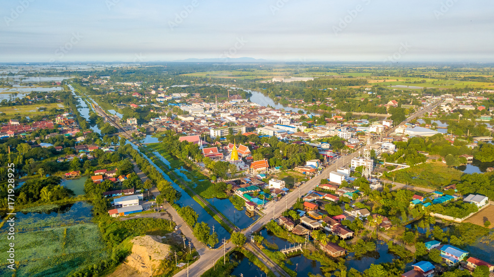 Aerial View Bang Mul Nak Province Phichit Thailand