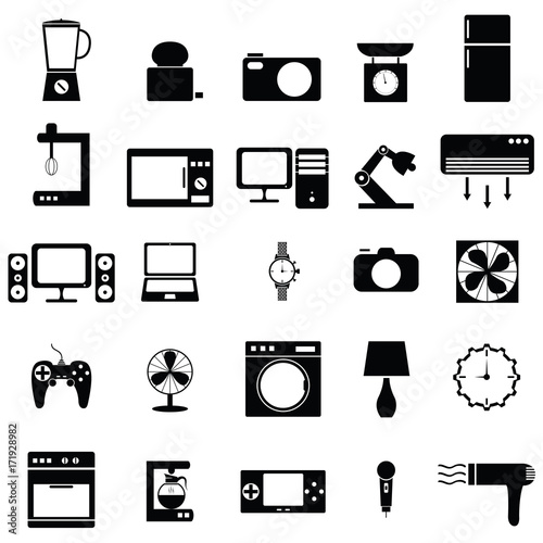 home appliances icons set