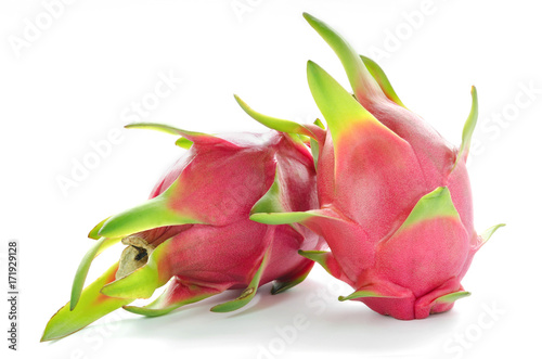 close up dragon fruits isolate on white background