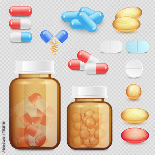 Vector realistic drugs and pills icon set