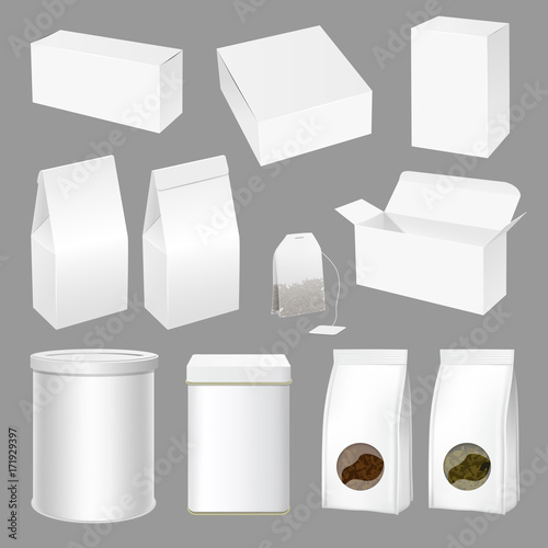 Vector realistic creative tea packaging design set