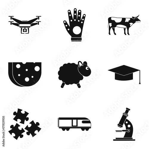 Fall asleep icons set, simple style