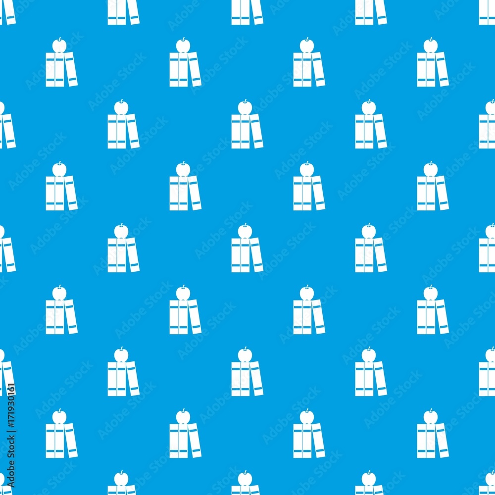 Stack of books and apple pattern seamless blue Stack of books and apple pattern seamless blue