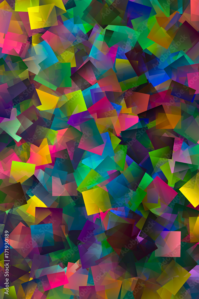 Diseño de cuadrados de colores degradados y traslucidos en capas  superpuestas Stock Illustration | Adobe Stock