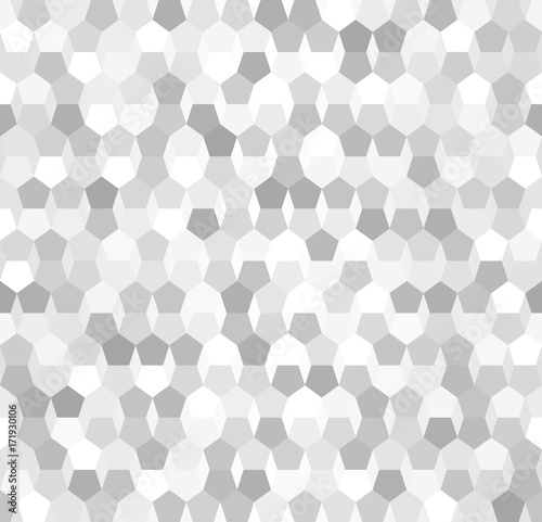 Silver gradient pentagon pattern. Seamless vector background