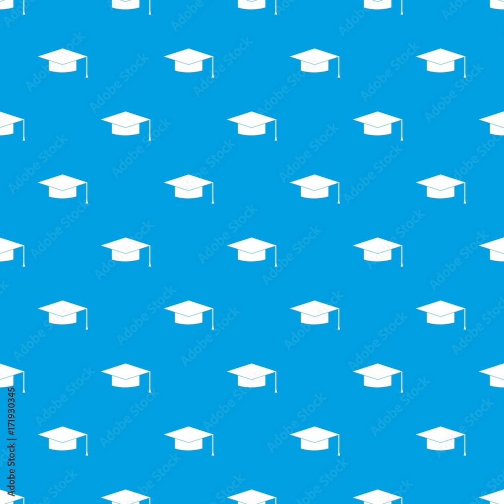 Graduation cap pattern seamless blue
