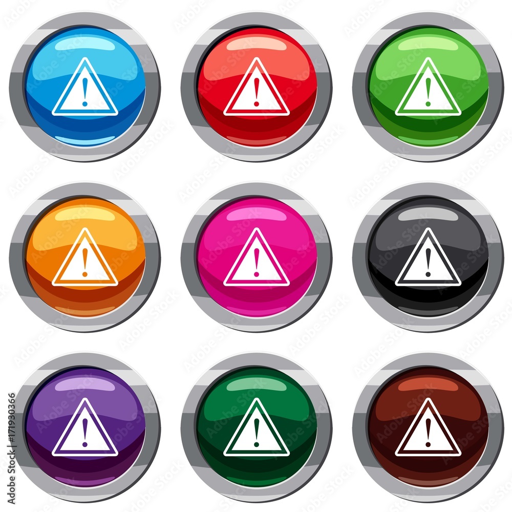 Warning attention sign with exclamation mark set 9 collection Warning attention sign with exclamation mark set 9 collection