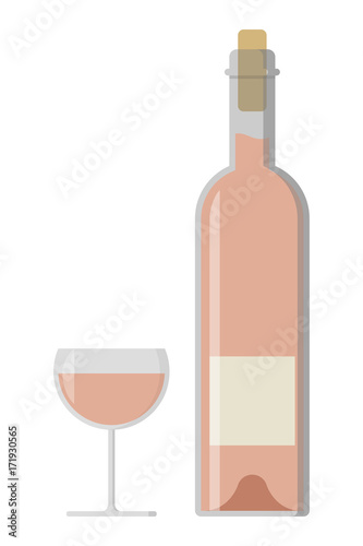 Bottle of wine and glass vector illustration