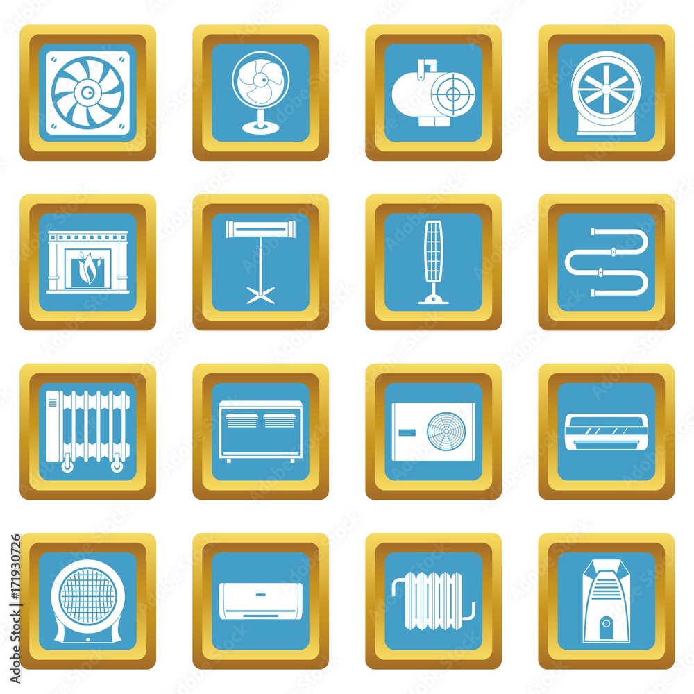Heating cooling air icons azure Heating cooling air icons azure