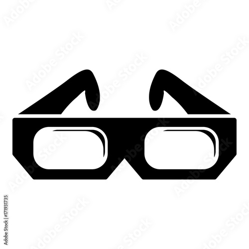 3d glasses icon, simple black style