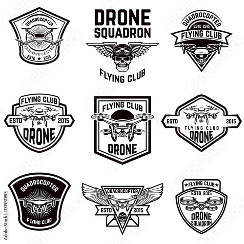 Set of emblems with drone.