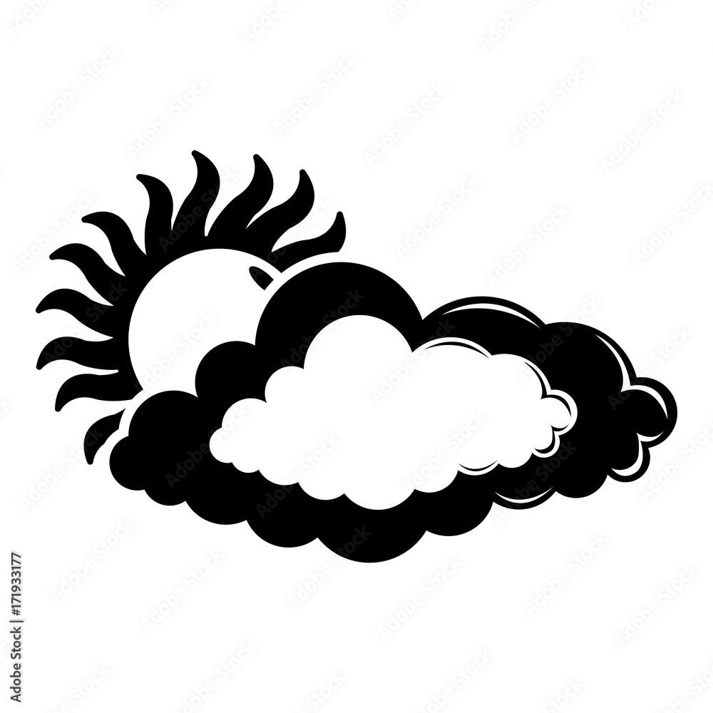Cloud sun icon, simple black style Cloud sun icon, simple black style