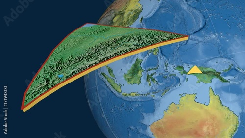 Maoke tectonic plate. Topography photo