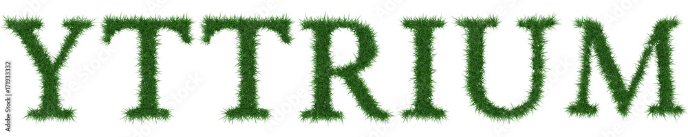 Yttrium - 3D rendering fresh Grass letters isolated on whhite background. Yttrium - 3D rendering fresh Grass letters isolated on whhite background.