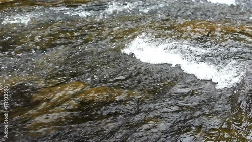 Water flow close up, Winter river scenic seven