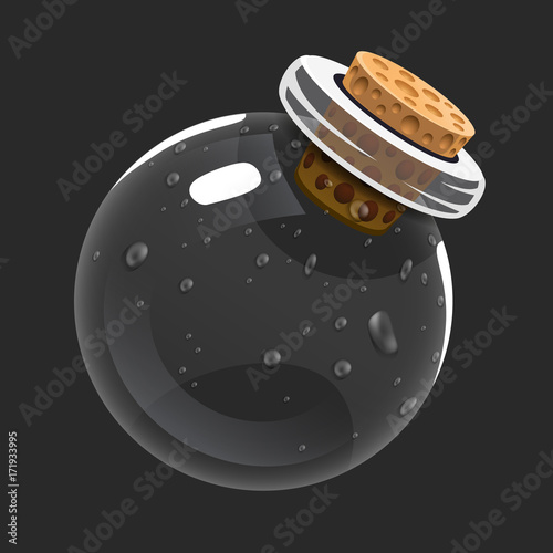Empty bottle. Game icon of magic elixir. Interface for rpg or match3 game. Empty or used. Big variant.