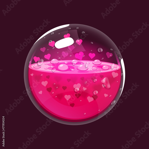 Sphere of love. Game icon of magic orb. Interface for rpg or match3 game. Love. Big variant.